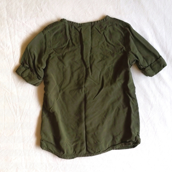 carter's olive green viscose button down blouse 2T toddler girls - Picture 4 of 4